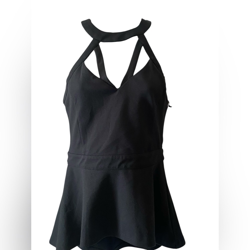 Anthropologie | 1.State | modern black cutout halter top | sexy Top NWT Size M.